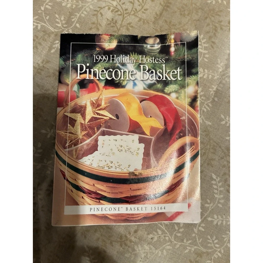1999 LONGABERGER HOLIDAY HOSTESS PINECONE BASKET (LEATHER HANDLES W/4 SECTIONS